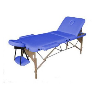 Массажный стол 3-х секционный (дерев. рама) Relax синий HY-30110B