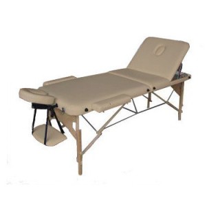 Массажный стол 3-х секционный (дерев. рама) Relax бежевый HY-30110B