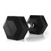 Набор черных шестигранных обрезиненных гантелей цельных Pulsefitness с вертикальной стойкой 115F Набор черных шестигранных обрезиненных гантелей цельных Pulsefitness с вертикальной стойкой 115F