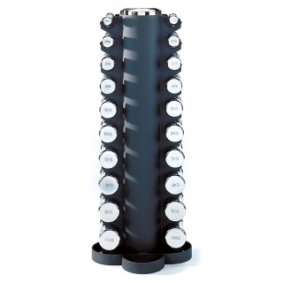 Набор хромированных гантелей цельных Pulsefitness с вертикальной стойкой 100F Набор хромированных гантелей цельных Pulsefitness с вертикальной стойкой 100F