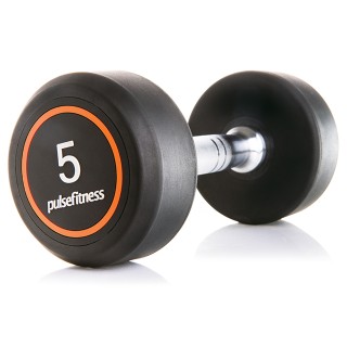 Набор черных обрезиненных гантелей цельных Pulsefitness со стойкой 135G Набор черных обрезиненных гантелей цельных Pulsefitness со стойкой 135G