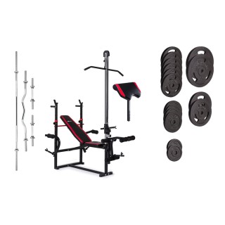 Набор Hop-Sport Strong HS-1070 129 кг со скамьей, тягой и партой