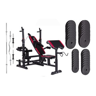Набор Hop-Sport Premium HS-1075 165,5 кг со скамьей, тягой и партой