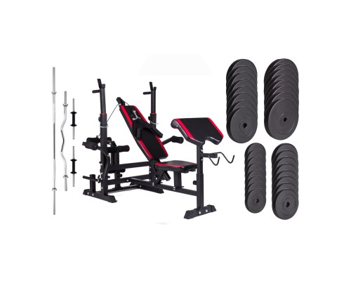 Набор Hop-Sport Premium HS-1075 165,5 кг со скамьей, тягой и партой